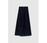 LES COPAINS, Pantaloni In Cotone Elasticizzato Blu Wide Leg, Donna, Blu, Taglia: 40