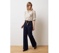 LES COPAINS, Pantaloni In Denim Blu Wide Leg, Donna, Blu, Taglia: 44