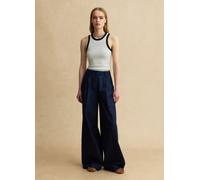 LES COPAINS, Pantaloni In Puro Cotone Denim Blu Wide Leg, Donna, Denim, Taglia: 38