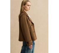 LES COPAINS, Peacoat Doppiopetto Marrone Con Tasche Effetto Camoscio Regular Fit, Donna, Marrone, Taglia: S