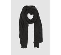 LES COPAINS, Sciarpa Nera In Misto Lana Con Bordi Sfrangiati, Donna, Nero, Taglia: ONE SIZE