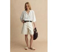 LES COPAINS, Shorts In Puro Cotone Denim Bianco Wide Leg, Donna, Bianco, Taglia: 48