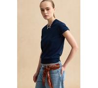 LES COPAINS, T-shirt A Maniche Corte In Misto Cotone Blu Regular Fit, Donna, Blu, Taglia: S