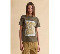 LES COPAINS, T-shirt In Puro Cotone Verde Regular Fit Con Stampa Floreale, Donna, Verde, Taglia: XL