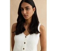 LES COPAINS, Tank Top In Misto Cotone Bianco Regular Fit Con Bottoni, Donna, Bianco, Taglia: S