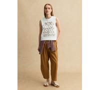 LES COPAINS, Tank Top In Puro Cotone Bianco Regular Fit Con Ricami, Donna, Bianco, Taglia: L