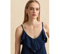 LES COPAINS, Top Blu In Puro Cotone Con Volant, Donna, Blu, Taglia: XL