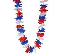 Les Cotillons d'Alsace Collana Hawaiano Fiori I 30 cm Blu Bianco Rosso I Supporter France Tricolore I Adulto O Bambino I Decorazione Ghirlanda Bandiera