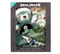 LES DEGLINGOS - Confezione regalo per bambini e anelli per dentizione Chilllos The Pigesse - Verde - Tessuto ultra morbido, idea regalo - fin dalla nascita