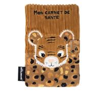 LES DÉGLINGOS - Custodia per libretto sanitario (Speculos le Tigre) - chiusura in velcro - 25 x 18 cm - Doudou Baby Puericuling - Ultra morbido - idea regalo - Imbottitura riciclata - Marrone