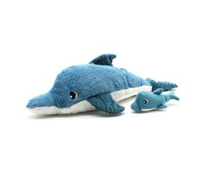 Les Déglingos - PTITPOTOS - Tofou Le Dauphin Maman Bébé - Peluche Douce - Ideale Regalo Nascita - Blu - 54 cm