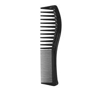 Les dents arrondies empêchent la blessure de cuir chevelu pour le matériel professionnel 18x5cm d'ABS d'utilisation Uplory démêlant, dent large de peigne de cheveux (Nero)