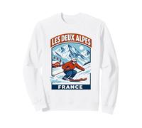 Les Deux Alpes Francia Sci Vintage Grafica Montagna Felpa