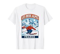 Les Deux Alpes Francia Sci Vintage Grafica Montagna Maglietta