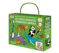 Les espèces ménacées. Voyage, découvre, explore- Endangered animals. Travel, learn and explore. Ediz. bilingue: Avec 1 puzzle ovale de 100 pièces