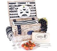 Les Jardins de la Comtesse - Cestino da picnic "Marine" per 4 persone, completo con scompartimento isotermico - Dimensioni: 45x31x24cm