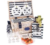Les Jardins de la Comtesse - Cestino da picnic "Marine" per 6 persone, completo con scompartimento isotermico - Dimensioni:50x35x26cm