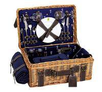 Les Jardins de la Comtesse - Cestino da picnic per 2 persone Champs-Elysées blu, completo di tasche isolanti, tagliere e tovaglia, dimensioni: 48 x 33 x 21 cm