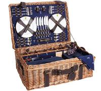 Les Jardins de la Comtesse - Cestino da picnic per 6 persone "Champs-Elysées" blu, completo di tasche isolanti, tagliere e tovaglia, dimensioni: 62 x 44 x 23 cm