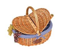 Les Jardins de la Comtesse - Cesto in vimini campagna - Vichy Blu/Bianco - Vimini naturale di alta qualità - Piccolo cestino pratico - Tessuto rimovibile e lavabile - Ideale per il mercato - 40 x 31 x