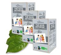 LES PAPOTEUSES| Tè nero decaffeinato biologico dalla Cina | 60 borse | Certificato biologico e del commercio equo e solidale | Set di 3 scatole da 20 bustine di foglie di tè nero decaffeinato