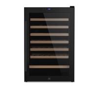 LES PETITS CHAMPS CAVCB48 Cantinetta per vino, 48 bottiglie, 128L, 6 ripiani in legno, temperatura regolabile da 4 a 18 °C, raffreddamento termodinamico, design elegante, LED, vetro anti-UV, Nero