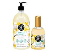 Les Petits Plaisirs - Eau de toilette 110 ml + Gel doccia 1L Vaniglia Monoï - Profumo donna esotico & gel doccia profumato famiglia - profumo solare e goloso