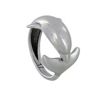 LES POULETTES BIJOUX - Anello Metallo Argentato Delfino - taille 12