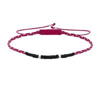 LES POULETTES BIJOUX - Bracciale a Maglie Piatte Intrecciate Bicolore Perline Nere di Lurex e Perline in Argento 925 - Fucsia