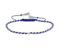 LES POULETTES BIJOUX - Bracciale a maglie tonde intrecciate in lurex bicolore e una perla in argento 925 - Blu Navy