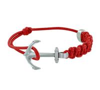 LES POULETTES BIJOUX - Bracciale Ancora Argenteo Collegamento Intrecciato Scorrevole - Rosso