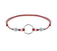 LES POULETTES BIJOUX - Bracciale Collegamento Cerchio d'Argento 925 e Due Perlas Sfaccettatas di Larimar - Rosso