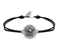 LES POULETTES BIJOUX - Bracciale Collegamento Medaglia Tonda Martellata Ottone Argentato Angelo Raffaele - Nero