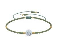 LES POULETTES BIJOUX - Bracciale Maglia Occhio di Santa Lucia e Piccole Perle Opache - Verde Intenso