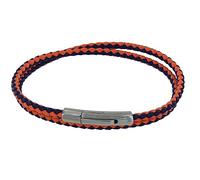 LES POULETTES BIJOUX - Bracciale Uomo Doppio Giro Due Colori Cuoio Intrecciaro Tondo Per Polso da 19cm - Arancione