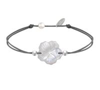 LES POULETTES BIJOUX - Braccialetto Collegamento Fiore Avorio e Perline Argento 925 - Classics - Grigio