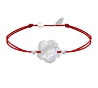 LES POULETTES BIJOUX - Braccialetto Collegamento Fiore Avorio e Perline Argento 925 - Classics - Rosso