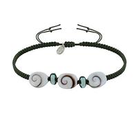 LES POULETTES BIJOUX - Braccialetto Collegamento Intrecciato Lastricato di Larimar e Tre Occhi di Santa Lucia - Verde Intenso