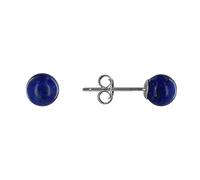LES POULETTES BIJOUX - Orecchini Chiodo Argento 925 Rodiato e Perle Lapislazzuli 6mm