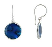 LES POULETTES BIJOUX - Orecchini in Argento 925 Disco Abalone Madreperla Blu