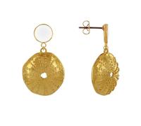 LES POULETTES BIJOUX - Orecchini Ottone Dorato Cerchio Colorato e Guscio di Riccio di Mare - Bianco