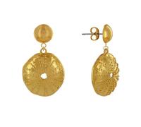 LES POULETTES BIJOUX - Orecchini Ottone Dorato Cerchio Colorato e Guscio di Riccio di Mare - Oro