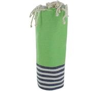 LES POULETTES BIJOUX - Telo da Mare o Hamman Cotone Fouta Verde Chiaro a Righe Bianca e Blu 100 x 200cm