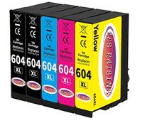 LES RAISINS 604XL Compatibili per Epson 604 XL Multipack per Expression Home XP-2200 XP-2205 XP-3200 XP-3205 XP-4200 XP-4205 Workforce WF-2910 WF-2930 WF-2935 WF-2950(5 Pezzi)
