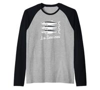 Les Sardines French Bistro Nautical Seafood Art Maglia con Maniche Raglan