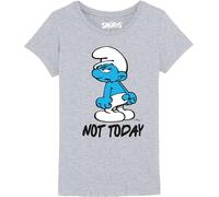 Les Schtroumpfs Maglietta da Ragazza, Grigio Melange, 10 Anni