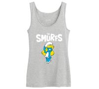 Les Schtroumpfs Wosmurftk002 Canotta Donna, Grigio Melange, XS