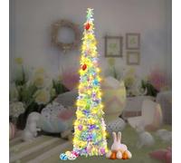 Les-Theresa 150CM Albero Pasquale da Addobbare, Albero di Pasqua, Albero Pasquale, con 5 Metri di Lampade Riscaldanti a 50 Luci, con Base, Pieghevole, Ideale per Decorare la Casa a Pasqua (paillettes)