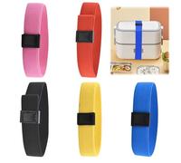 Les-Theresa 5 Pezzi Bento Box Strap, Cinghia Bento Box 12 X 3cm Elastico Porta Pranzo, Estensibile Bento Lunch Box Cinghia Fissa Cintura Elastica Regolabile In Nylon Per Posate Per Picnic