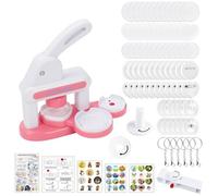 Les-Theresa Macchina per Badge, Macchina per Fare I Badge, Button Maker Badge Machine, 35 + 55 MM Kit per Fustellatrice, Impugnatura Ergonomica Adatta per Feste, Regali per Bambini, Adulti (rosa)